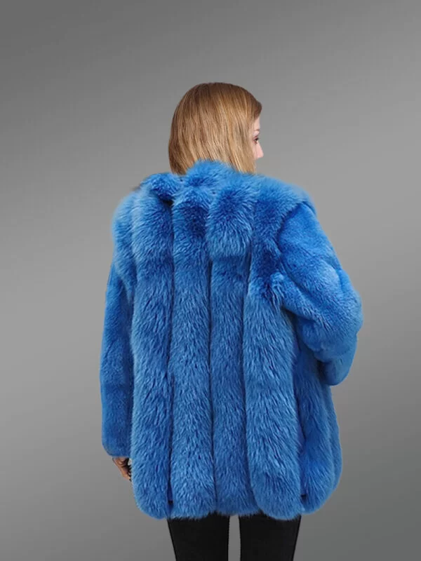 Arctic Fox Fur Coat with Mink Sleeves for Women - Image 7