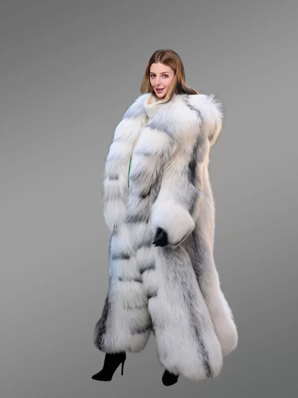 Fox Fur Long Tuxedo Coat - Image 2