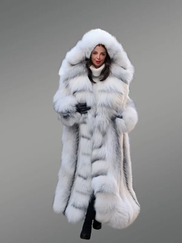 Fox Fur Long Tuxedo Coat