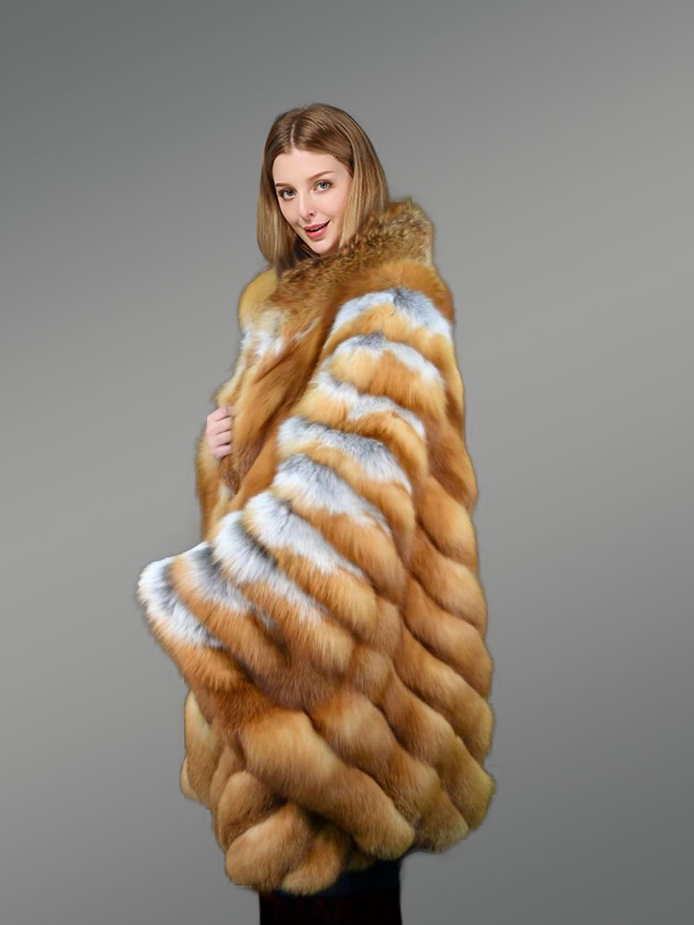 Original Red Fox Fur Poncho for Women - Image 2