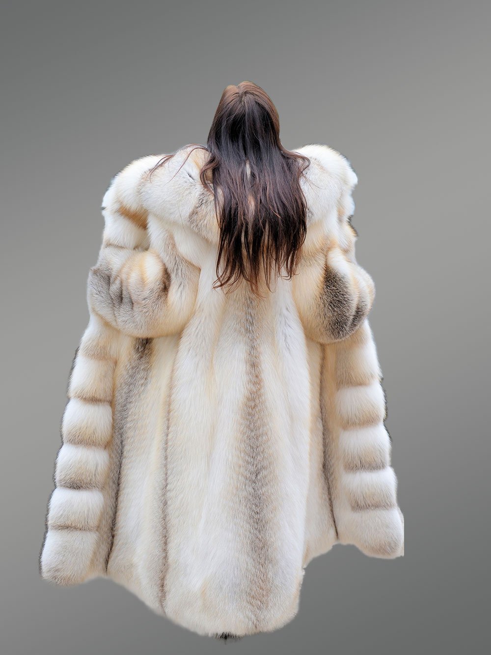 Fox Fur Long Tuxedo Coat for Women - Image 3