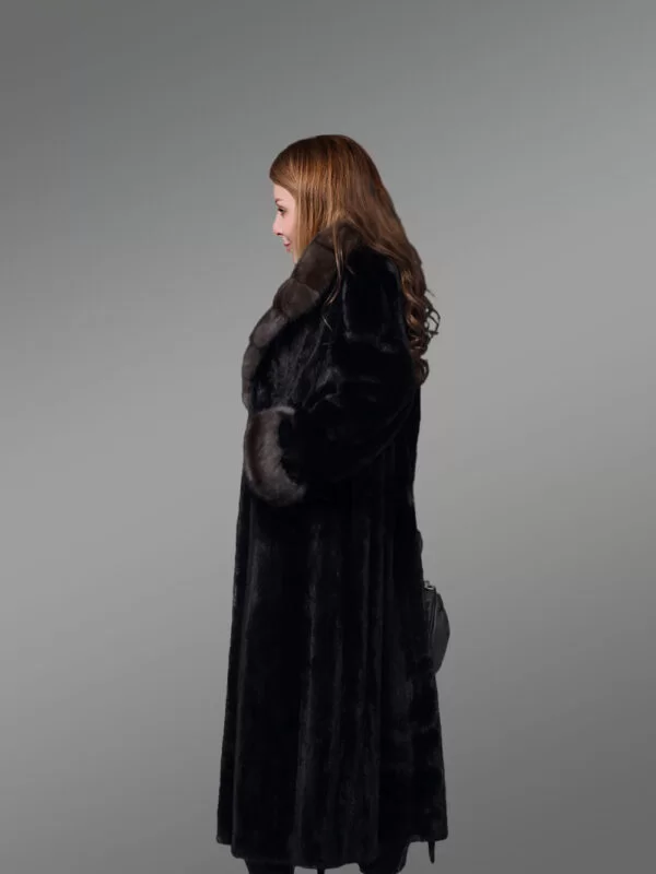 Full Length Mink Fur Coat with Sable Fur Collar - Image 4