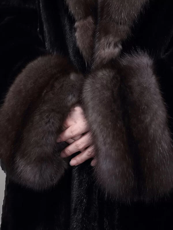 Full Length Mink Fur Coat with Sable Fur Collar - Image 5