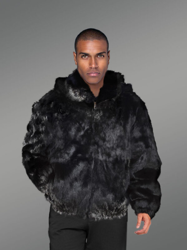 Authentic Baggy Rabbit Fur Coat with Detachable Hood - Image 2