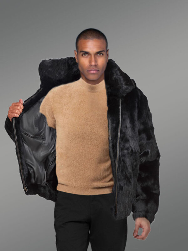 Authentic Baggy Rabbit Fur Coat with Detachable Hood - Image 4