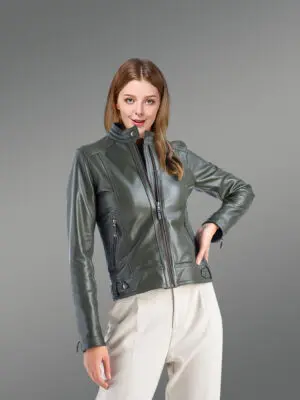 Genuine Leather Jackets in Olive for Tasteful Ladies