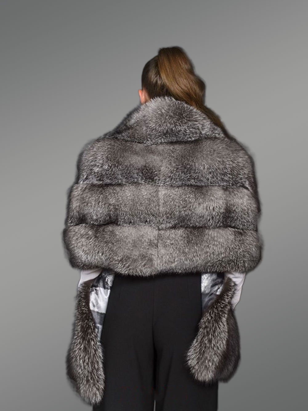 Golden Fur Poncho For Women - Image 5