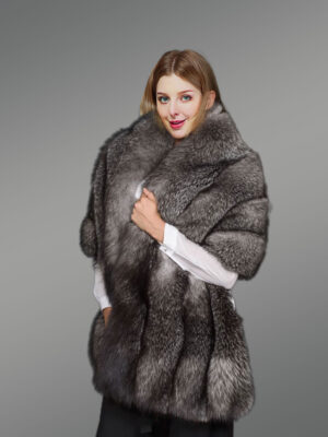 Golden Fur Poncho For Women