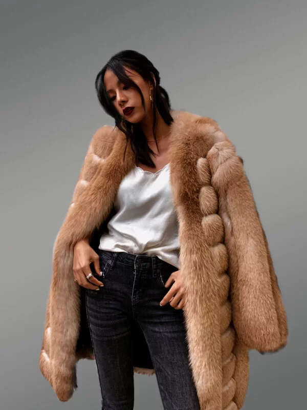 Womens Mid Length Fox Fur Coat Is An Epitome Of Magnificence - Image 3