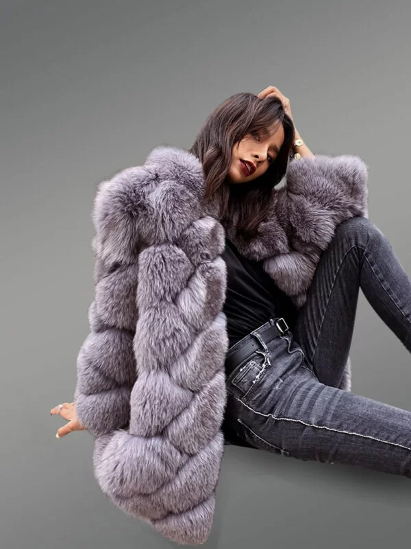 Gray fur outerwear for women - Image 2