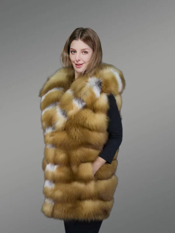 High Quality Premium Red Fox Fur Vest - Image 3