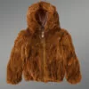 Light Brown Rabbit Fur Bomber Jacket