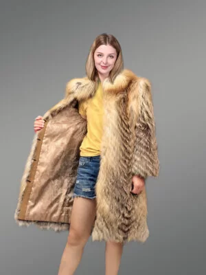 Knitted Fox-Fur Coat for Women