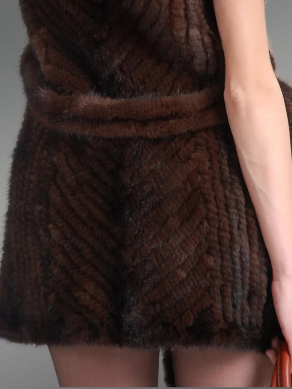 Knitted Jacket of Mink Fur with Raccoon Fur Collar for Elegant Women - Image 8