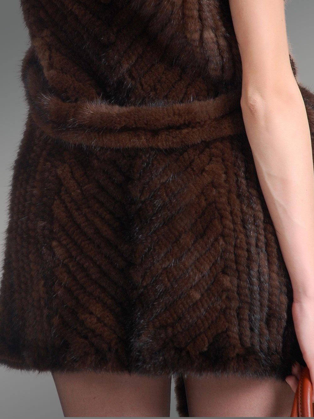 Knitted Jacket of Mink Fur with Raccoon Fur Collar for Elegant Women - Image 7