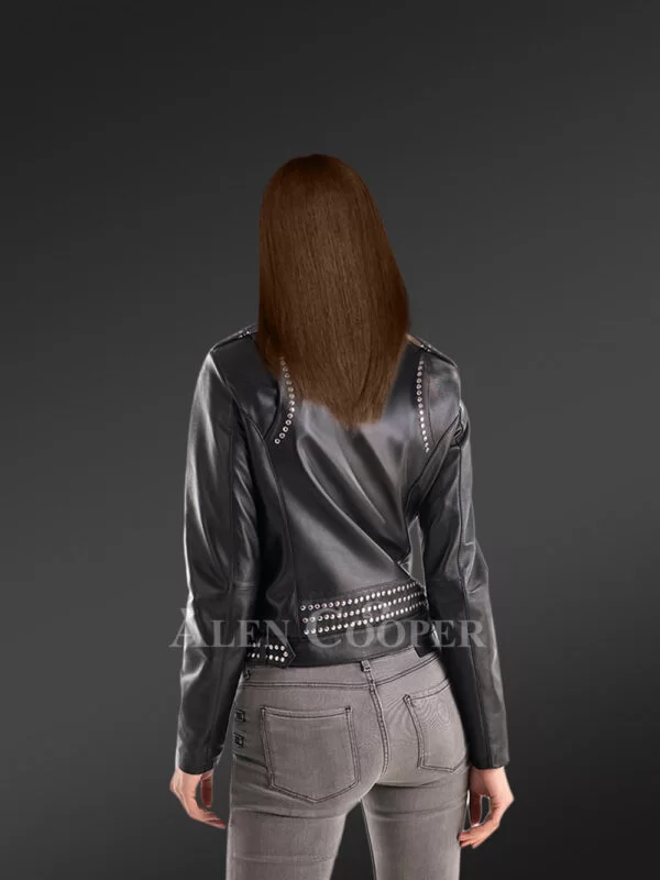 Ladies’ Leather Jacket in Black - Image 3