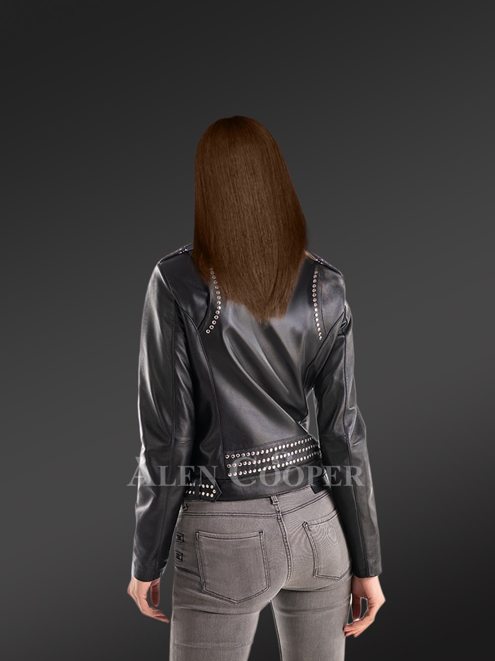 Ladies’ Leather Jacket in Black - Image 3