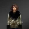 Leather Bomber Jacket with Fox Fur for Stylish Women