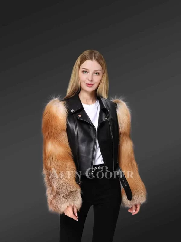 Leather-Crop-Jacket-with-Red-Fox-Fur-Sleeves-view