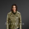 Leather Moto jackets for women in Olive