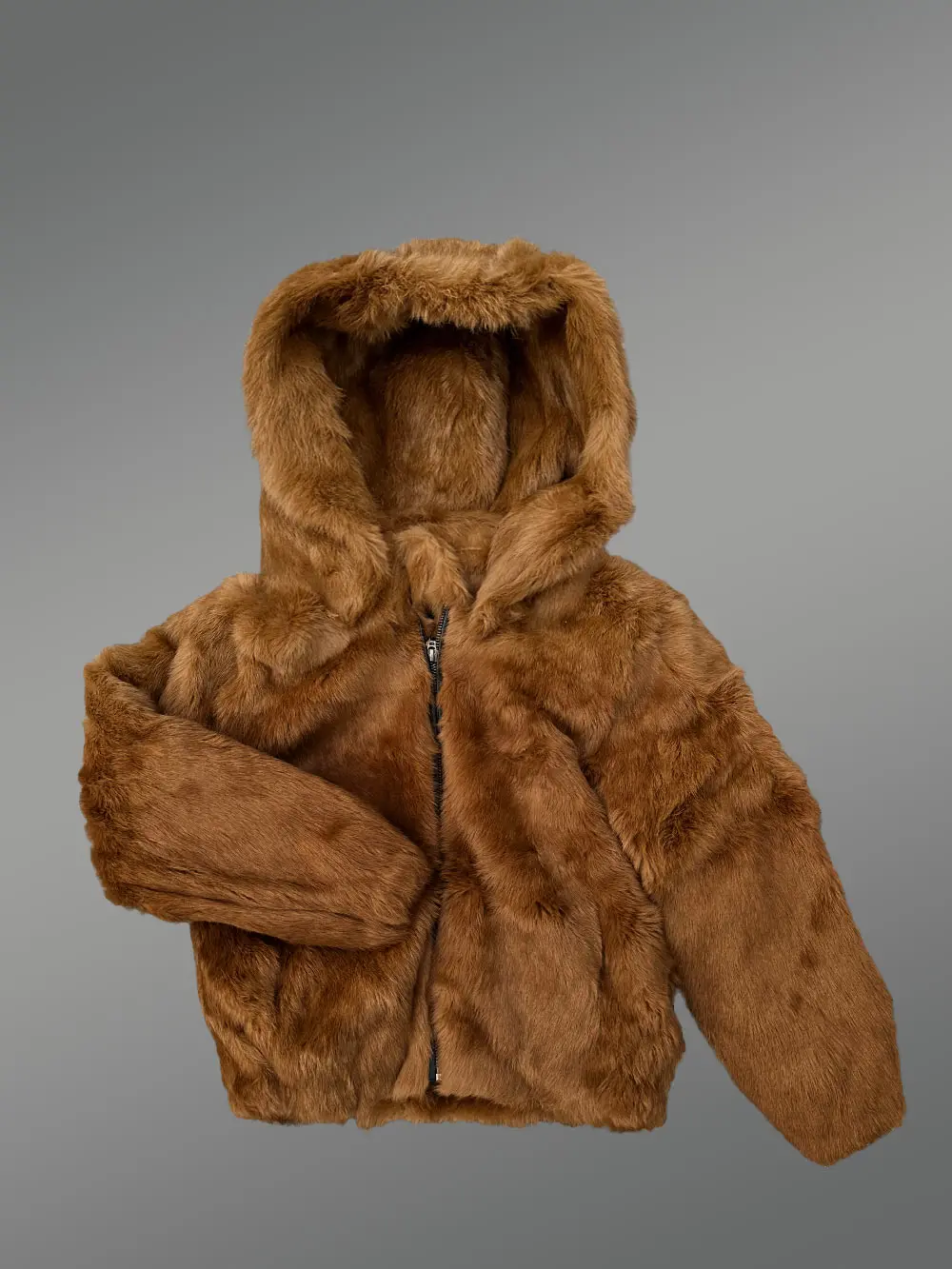 Kids Rabbit Hooded Bomber In Light Brown - Image 2