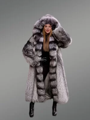 Silver Fox Fur Coat for Women