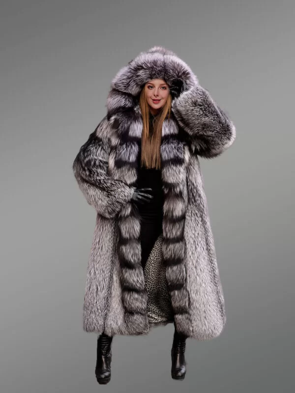 Silver Fox Fur Coat for Women