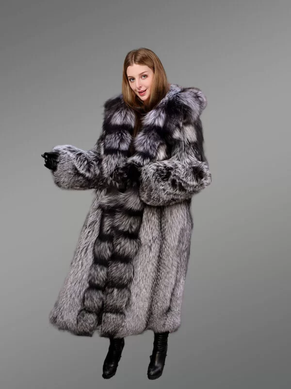 Silver Fox Fur Coat for Women - Image 3
