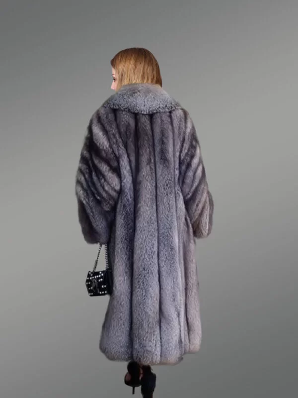 Long silver fox A-line Coat For Women - Image 6