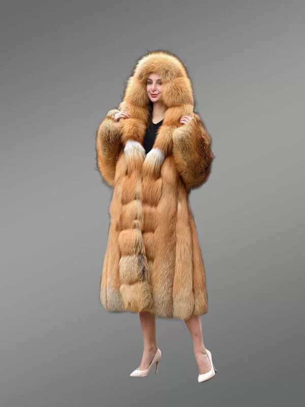 Luxury Gold Fox Fur Jacket for Women - Image 2