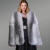 Luxury Shadow Frost Fox Fur Coat for Women