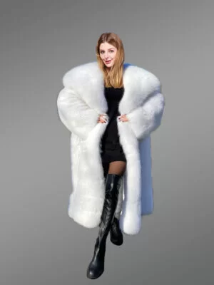 Luxury White Fox Fur Full Coat for Women