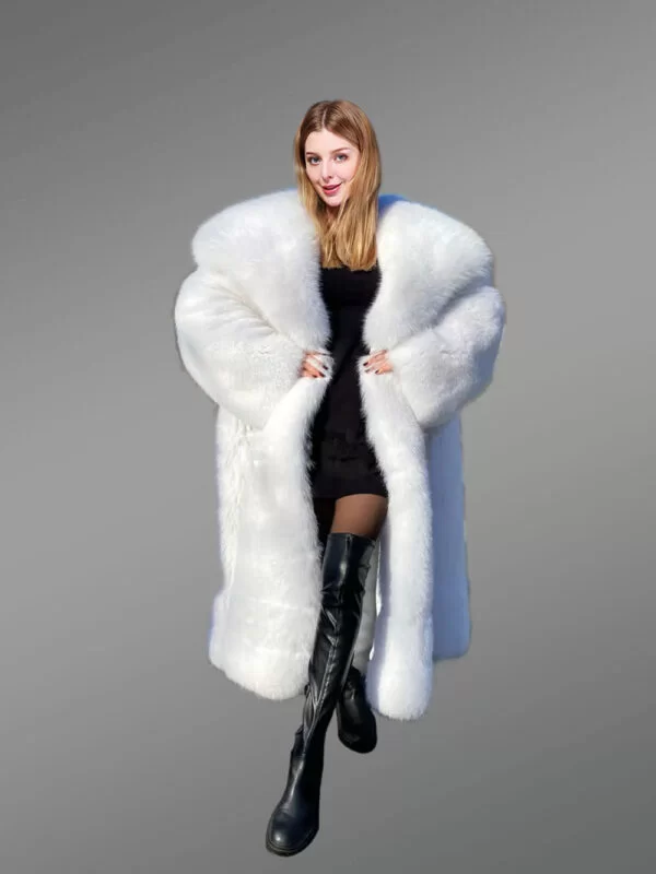 Luxury White Fox Fur Full Coat for Women