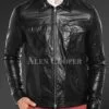Luxury super shiny real leather jacket for men Black