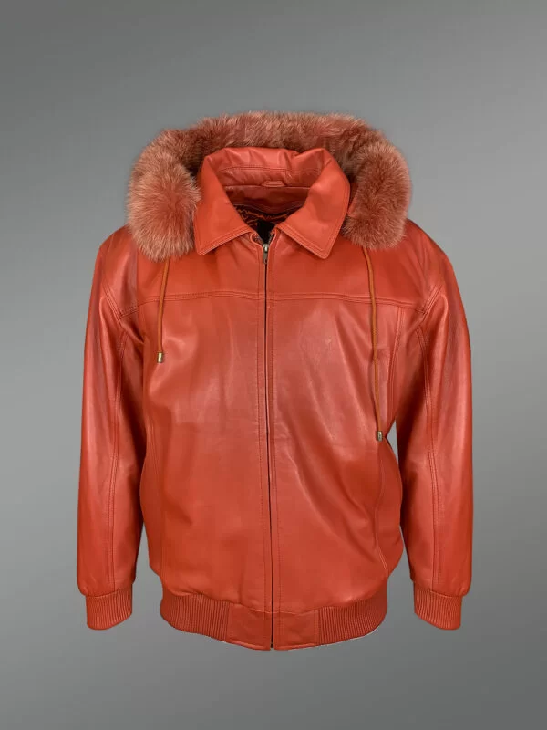 Men’s Bomber with Hood and Fox Fur Trim - Image 2