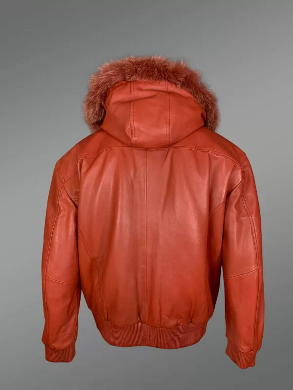 Men’s Bomber with Hood and Fox Fur Trim - Image 4
