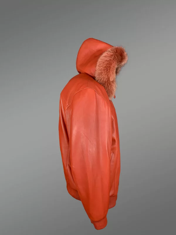 Men’s Bomber with Hood and Fox Fur Trim - Image 3