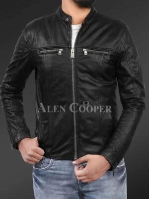 Men’s Comfortable Real Leather Jacket in Black