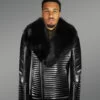 Leather biker jacket