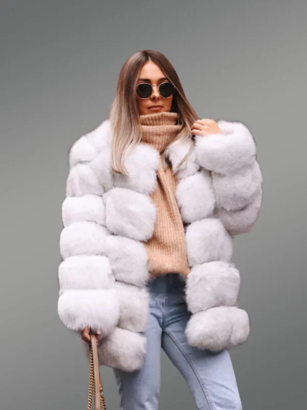 Women’s Mid-Length Real Fox Fur Paragraph Winter Coat - Image 5