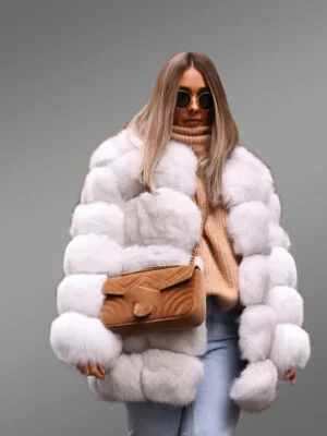 Women’s Mid-Length Real Fox Fur Paragraph Winter Coat