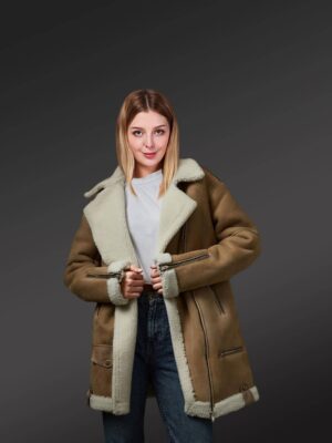 Mid length Sheepskin Shearling Coat