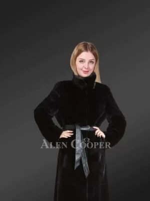 Mink-Long-Coat-With-Leather-Belt