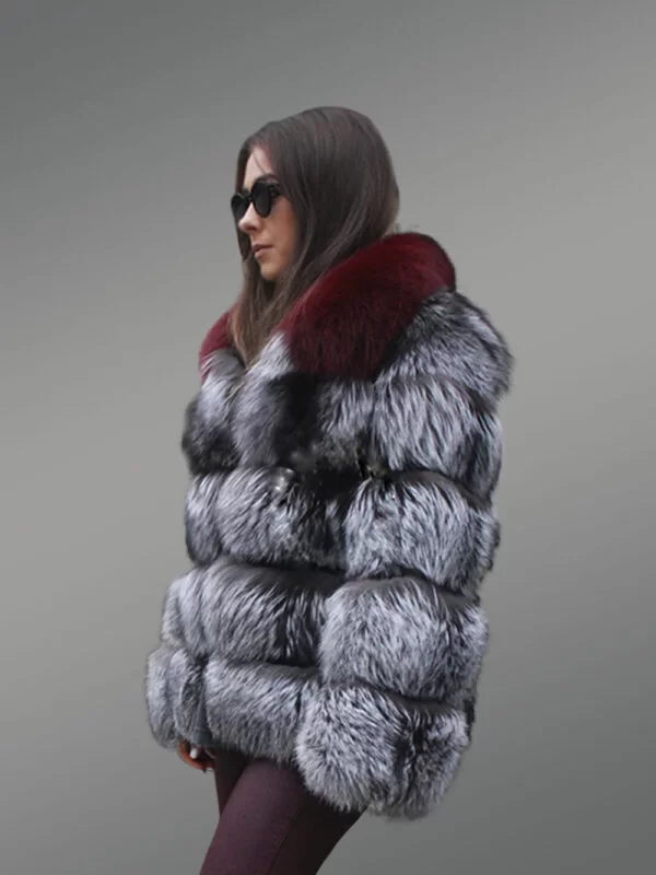 Waist Length Puffy Fox Fur Jacket for Women in Paragraph Style - Image 4