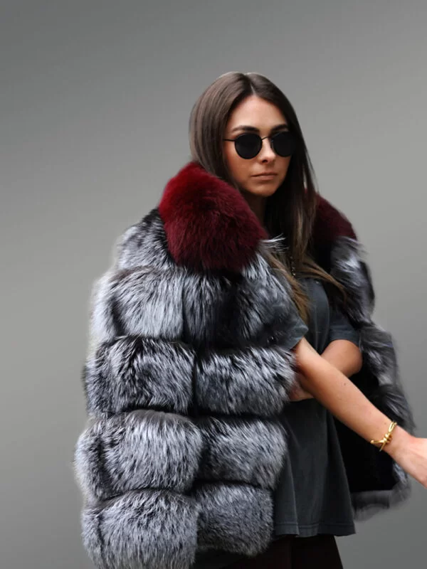 Waist Length Puffy Fox Fur Jacket for Women in Paragraph Style - Image 2