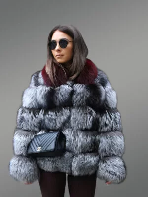 Waist Length Puffy Fox Fur Jacket for Women in Paragraph Style