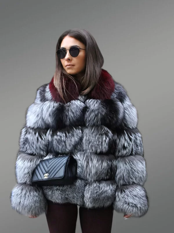 Waist Length Puffy Fox Fur Jacket for Women in Paragraph Style