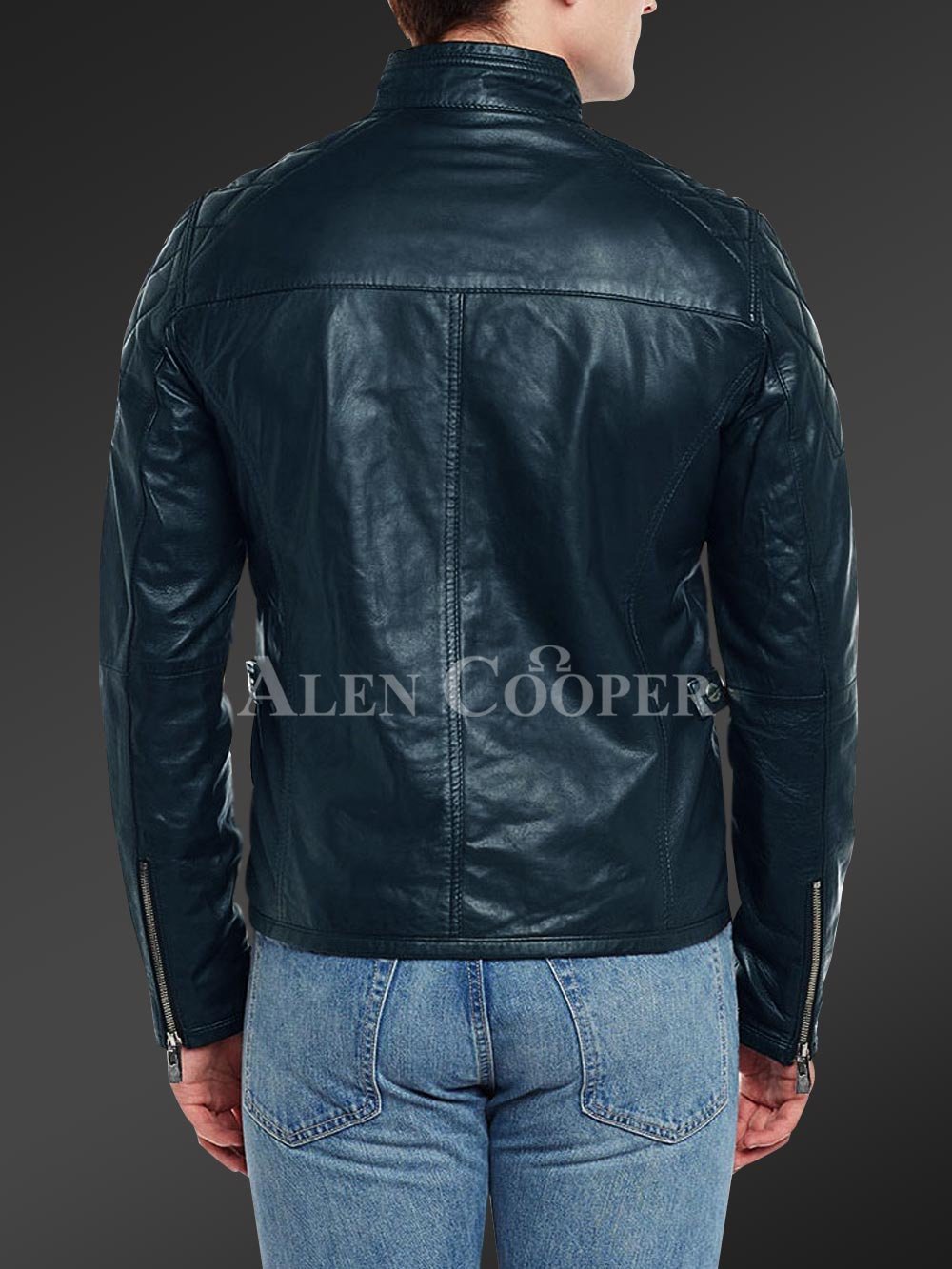 Men’s Iconic Black Short Real Leather Jacket with Quilted Shoulder - Image 10
