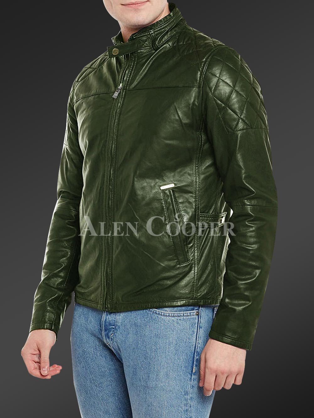 Men’s Iconic Black Short Real Leather Jacket with Quilted Shoulder - Image 3