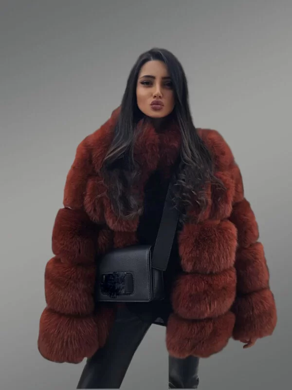 Women’s Mid-Length Paragraph Real Fox Fur Warm Winter Coat - Image 3